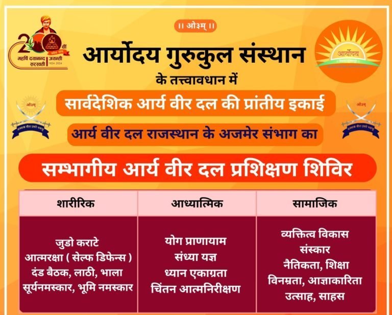 सम्भागीय आर्य वीर दल प्रशिक्षण शिविर